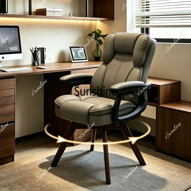 Solid wood legs rotatable computer chair office sofa chair comfortable leisure back chairTJ