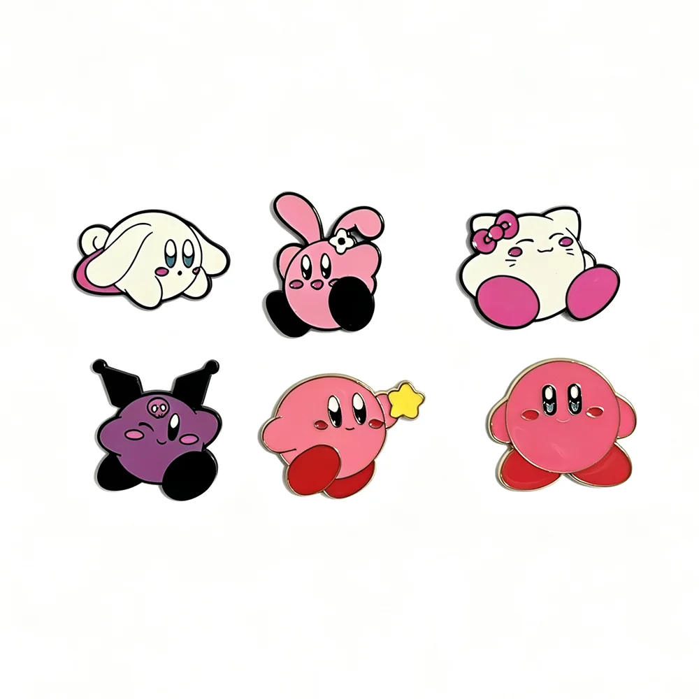 Set de Pines de Anime de Kirby - 2/4/6 Piezas de Broches de Esmalte de Dibujos Animados para Bolsos, Ropa y Mochilas - Accesorio Adorable