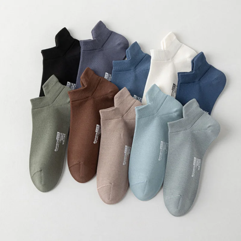 1/4 Pairs Men‘s No Show Socks Summer Thin Breathable Low Cut Cotton Ankle Socks Seamless Sports Mesh Short Socks