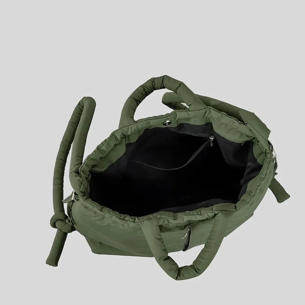 Vintage nylonowa torba na ramię Miękka puchowa torba o dużej pojemności Wyściełana prosta torebka damska