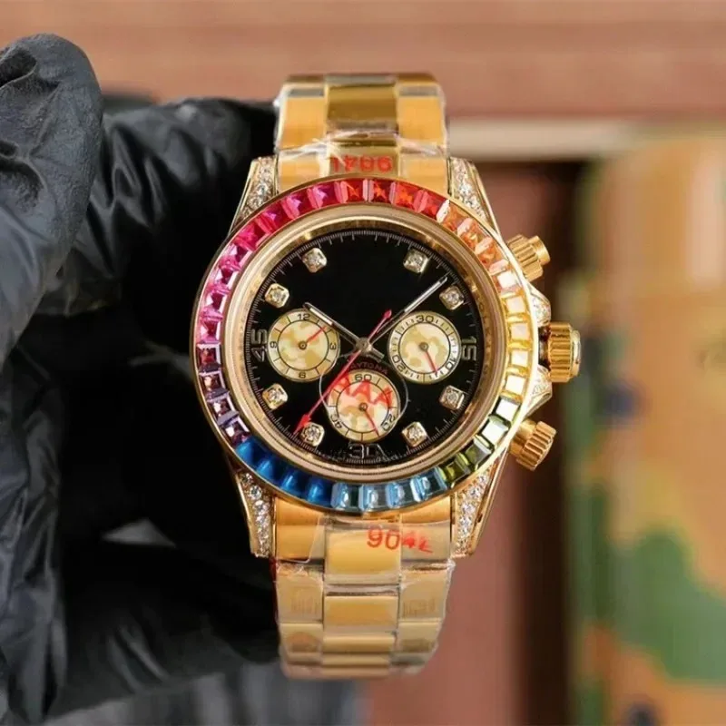 2024 Most Popular Rainbow Dido Starry Diamond Function Automatic Mechanical Series Daytona Fully Men's Watch