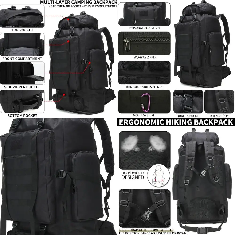 

Рюкзак для походов для мужчин, 70 л/100 л, рюкзак для кемпинга, военный рюкзак Molle, 3 дня, штурмовой рюкзак для скалолазания