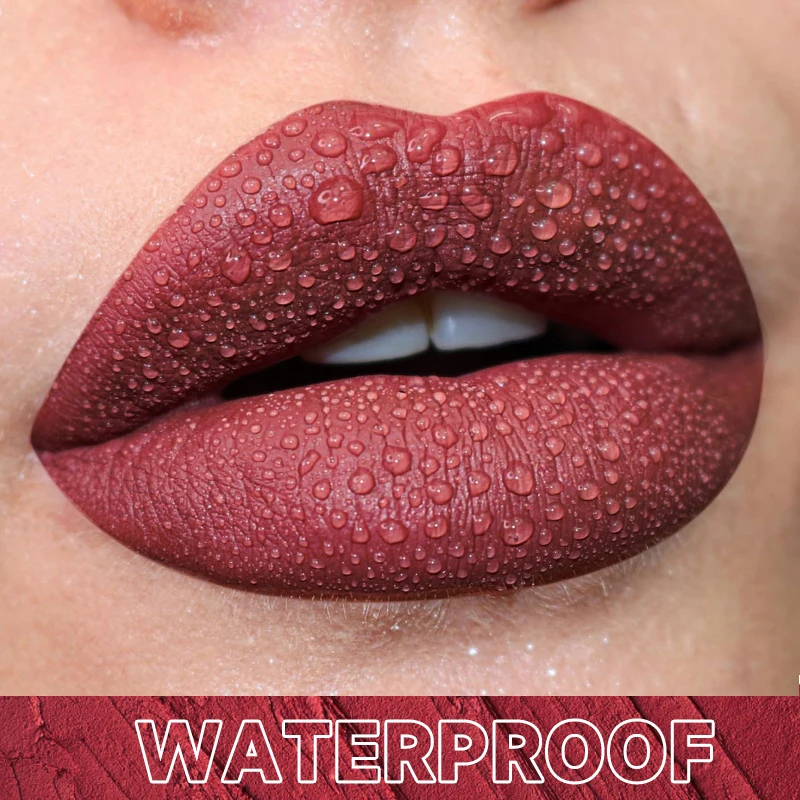 أحمر شفاه سائل غير لامع، ملمع شفاه رذاذ الماء، مقاوم للماء والعرق، كوب غير لاصق، ملمع شفاه عالي الصبغة