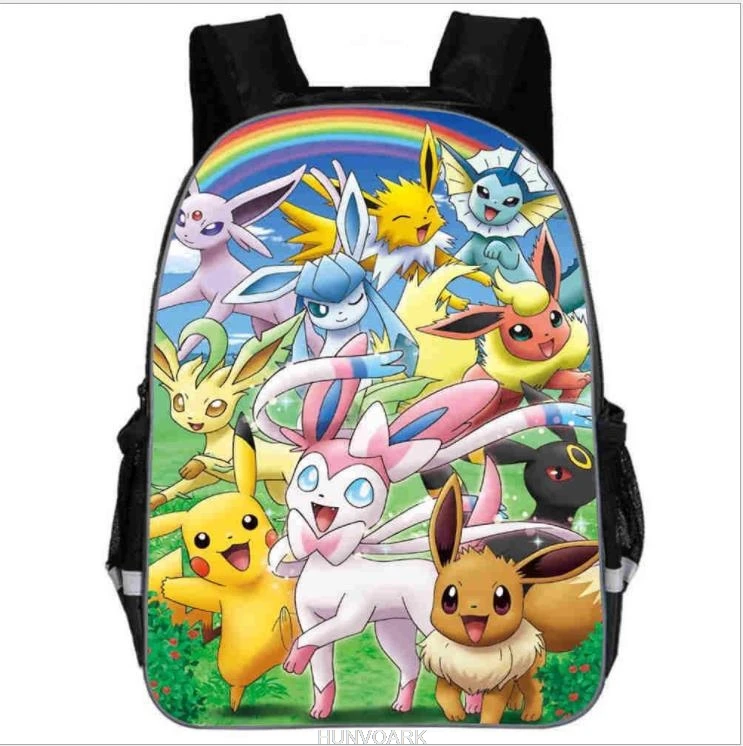 11-16 cali Pokemon plecak Umbreon Pikachu Charmander torby szkolne Anime podwójny plecak podstawowy dla dzieci chłopcy dziewczęta Mochilas