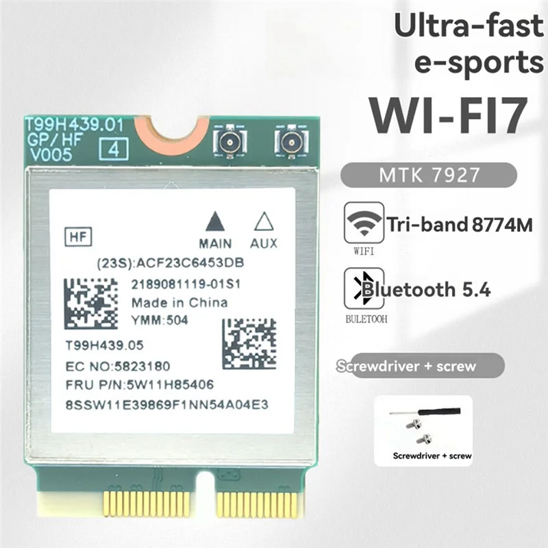 AA60-MT7927 Wifi7 카드 밴드 2.4G/5G/6G 9220M 무선 Wifi 카드 BT5.4 기가비트 무선 네트워크 카드 내장 안테나 포함