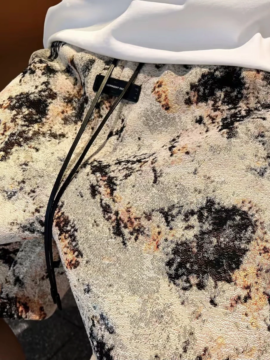 Men's Summer Thin Breathable Casual Shorts American Retro Fashion Loose Versatile Couple's Five-Point Pants Floral Embroidery