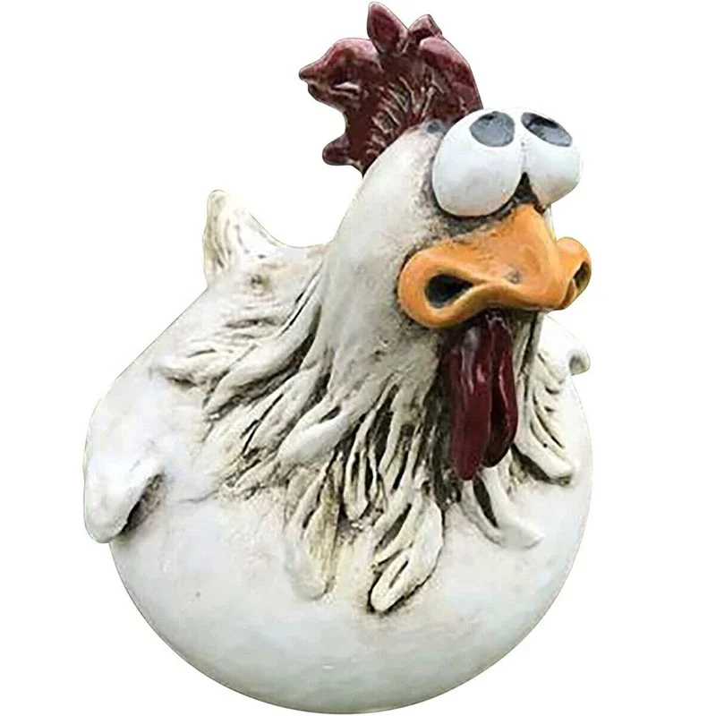 Funny Fence Decoration Chicken Spoof Rooster Courtyard Decoration Ornaments Resin Crafts Farm Chicken Sculpture Decoration