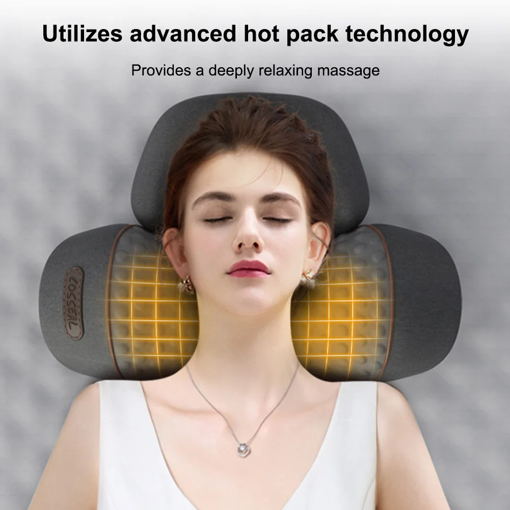 

Neck Massager Pillow Heat & Vibration Electric Neck Pillow Multi-Function Shoulder Massager Pillow for Neck Back Shoulder