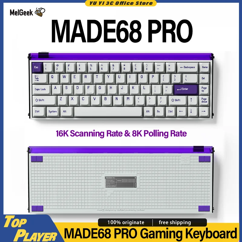 

MelGeek MADE68 PRO Magnetic Switch Keyboard E-sport Gaming TTC Magneto Switch 16k Scanning Rate 8K Polling Rate 0.125ms RT DKS