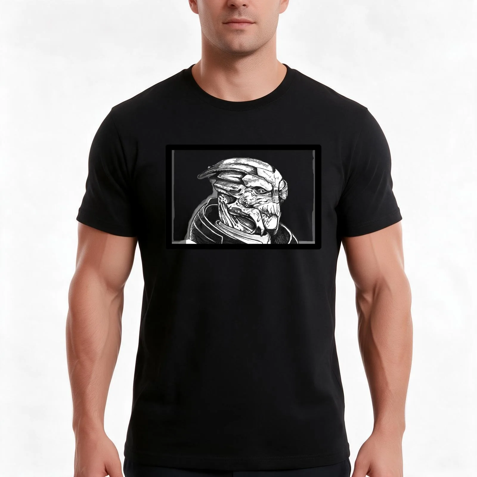 Garrus Vakarian: Mass Effect T-Shirt, Summer Casual Cotton Tee, Oversized Streetwear Tops, Vintage Graphic Print, 100% Cotton