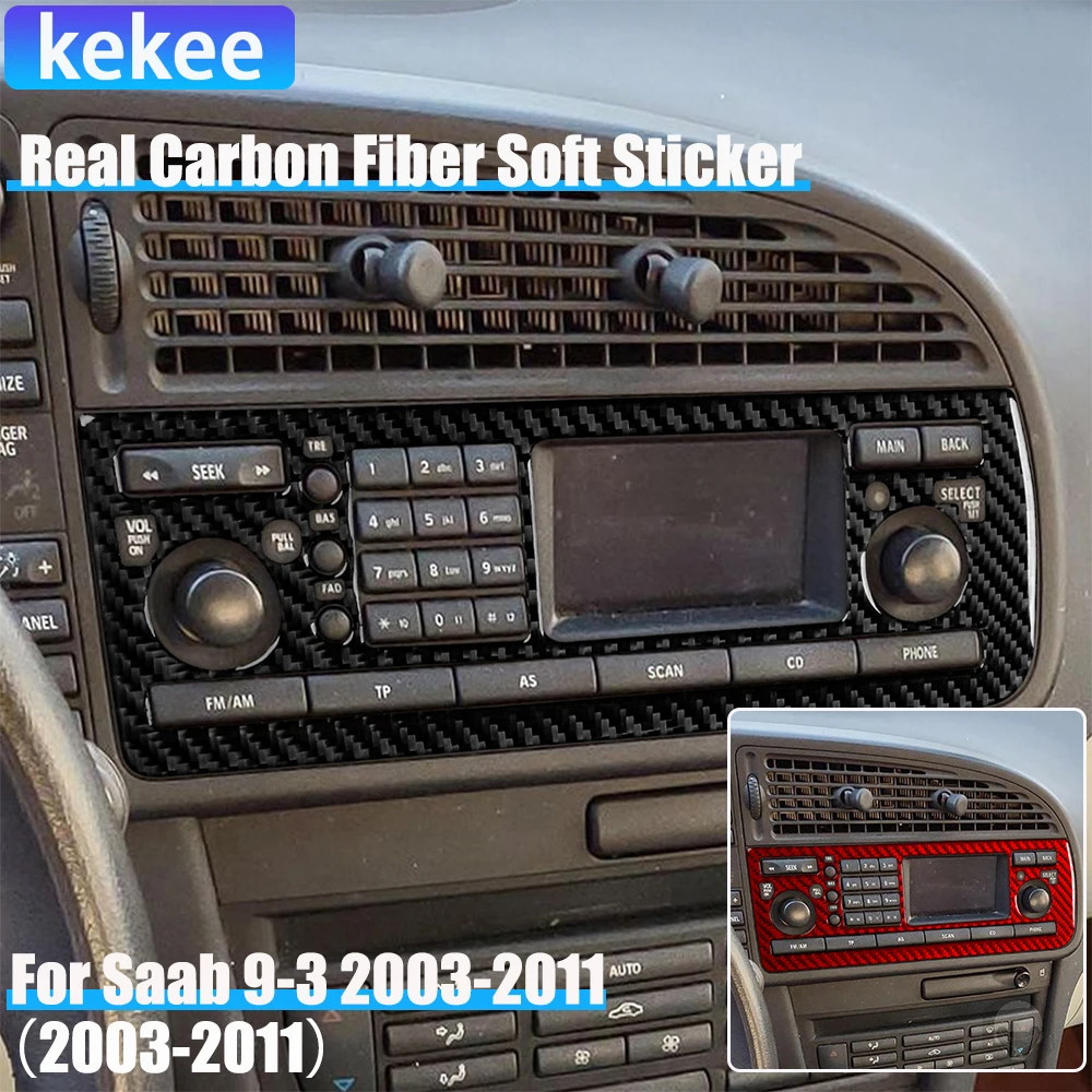 

Real Carbon Fiber Car Accessories Center Radio CD Cover Soft Sticker For Saab 9-3 2003 2004 2005 2006 2007 2008 2009 2010 2011