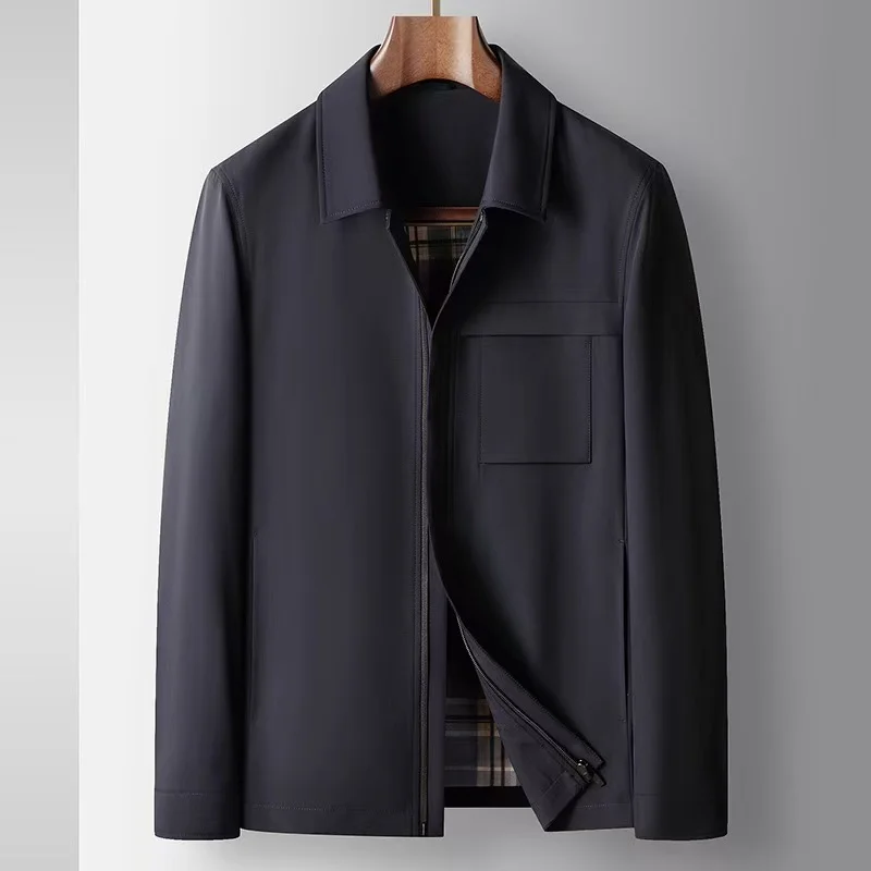 

2025 Spring and Autumn New Men's Collar Zipper, Light Luxury Business Jacket Casual Work Jacket for Middle aged and Young People