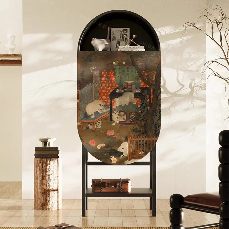 French retro dining side cabinet wine cabinet living room wall storage storage integrated cabinet locker