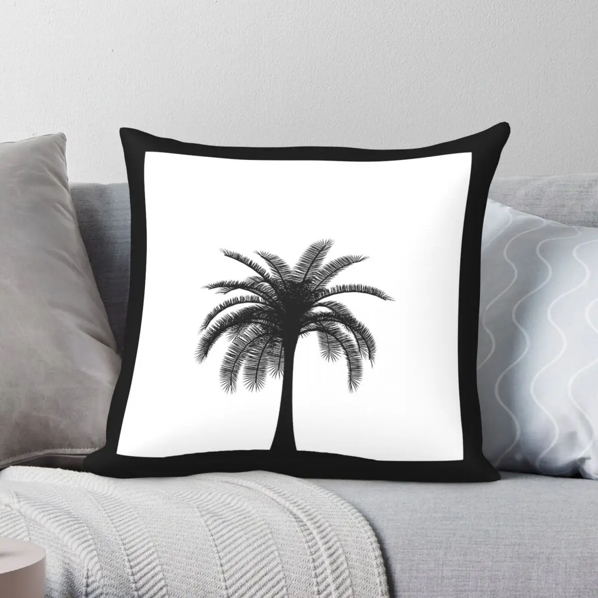 Tropical Palm Island Square Pillowcase Polyester Linen Velvet Printed Zip Decorative Bed Cushion Cover
