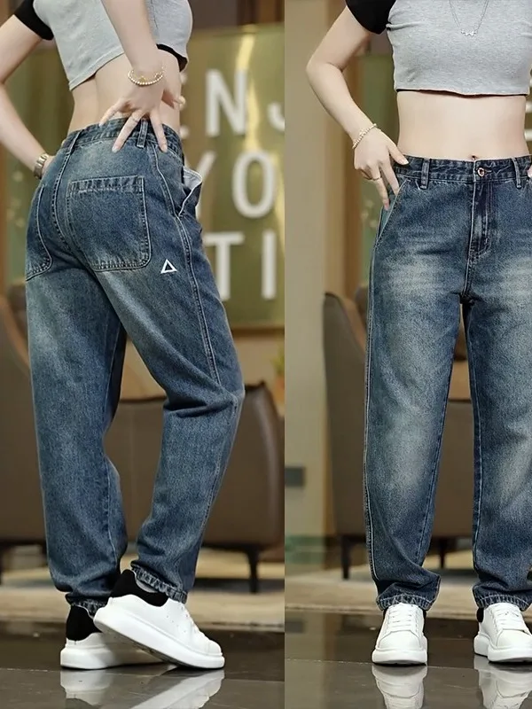 

Retro American Sle Men's Loose Straight Leg Jeans Thi Denim High Street Trend Spring Autumn Workwear Casual Pants