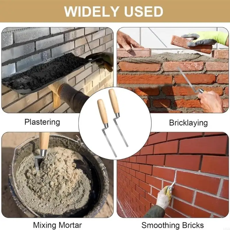 2Pcs Pointing Trowel Brick Jointer Bricklaying Tool for Pointing Mortar Cement
