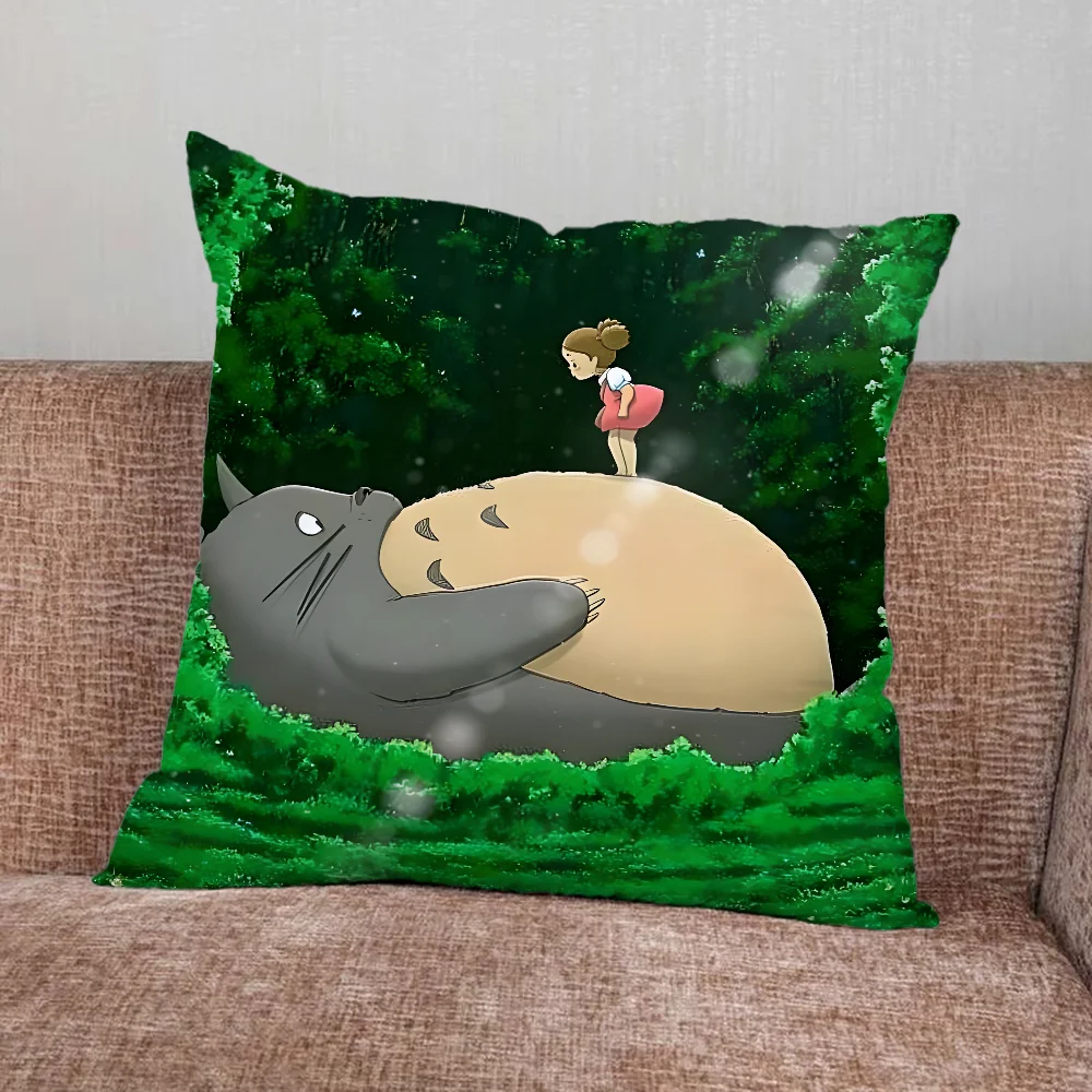 Anime N-Neighbor T-Totoro-S Pillow Case For Home Bedroom Car Office Decoration Living Room Sofa Cushion Cover Suitable