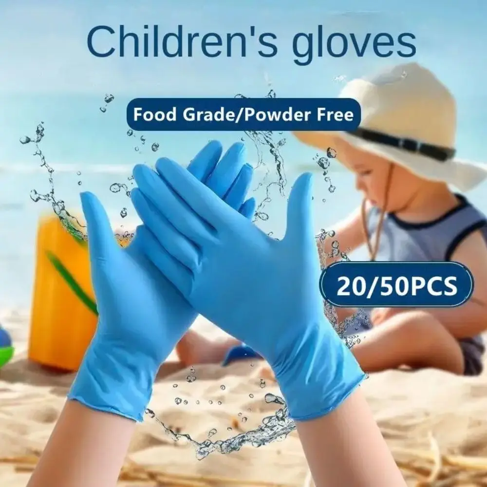 Guantes de nitrilo desechables multiusos para niños, 10 piezas, limpieza del hogar, cocina, artesanía, pintura, jardinería