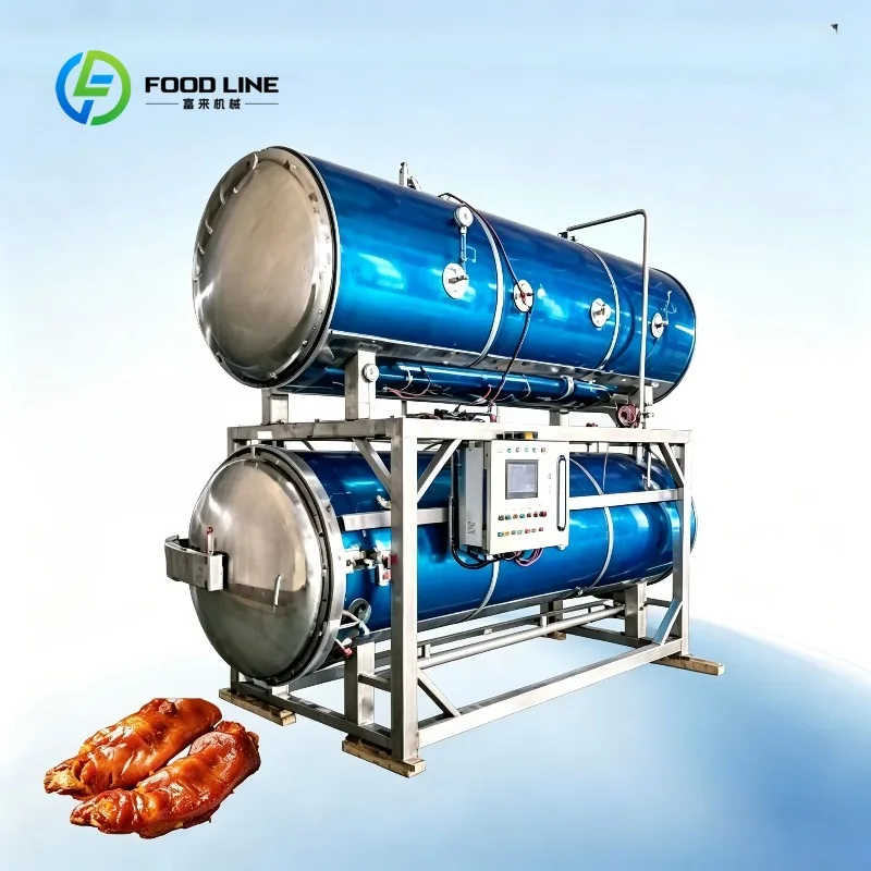 Custom Made  Fully Automatic Double Layer Water Immersion Retort Industrial Food Water Bath Sterilization Autoclave