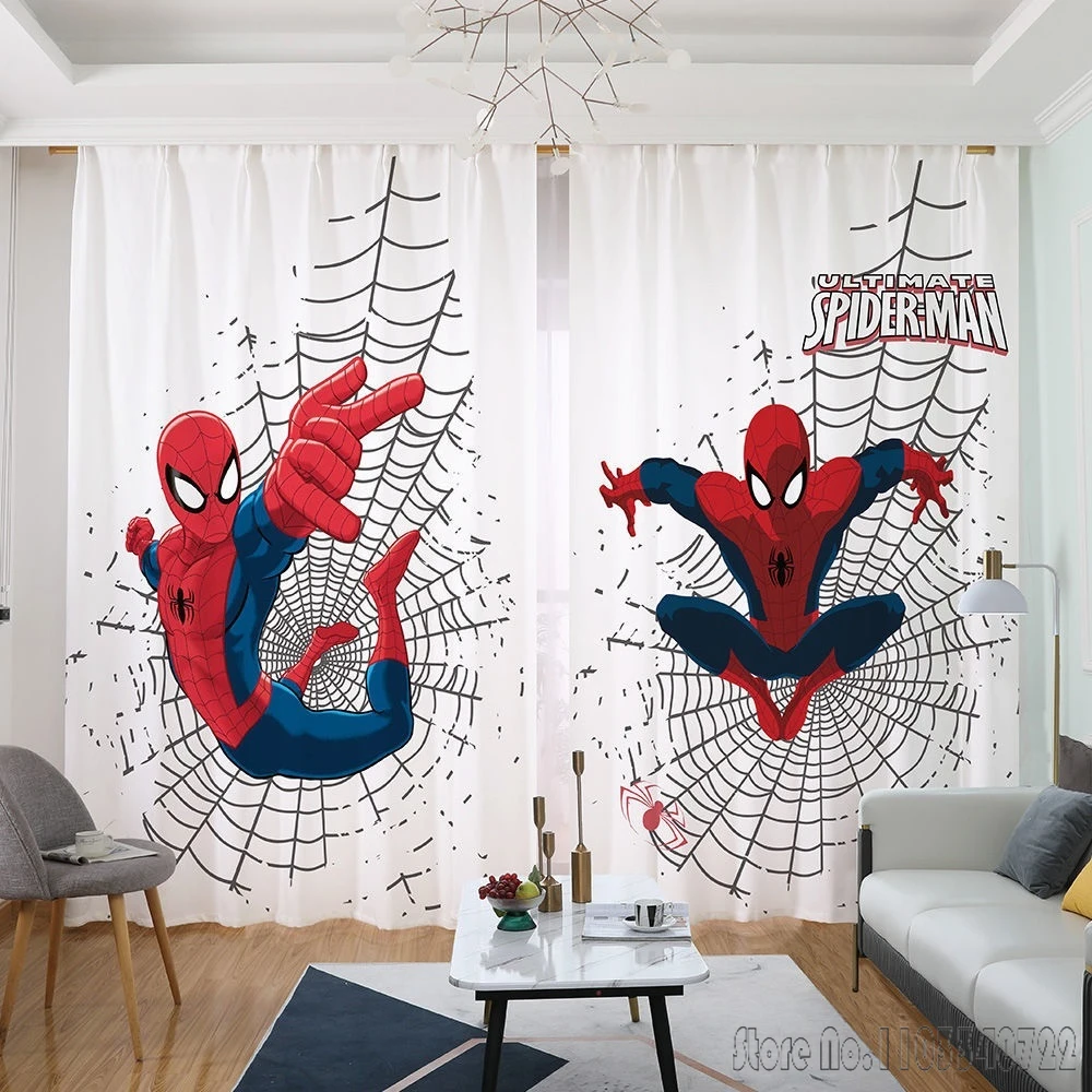 Avengers Disney Spider Web SpiderMan Window Curtain 3D Print Blackout Curtains Living Room Bedroom Decor Custom Kids Gift