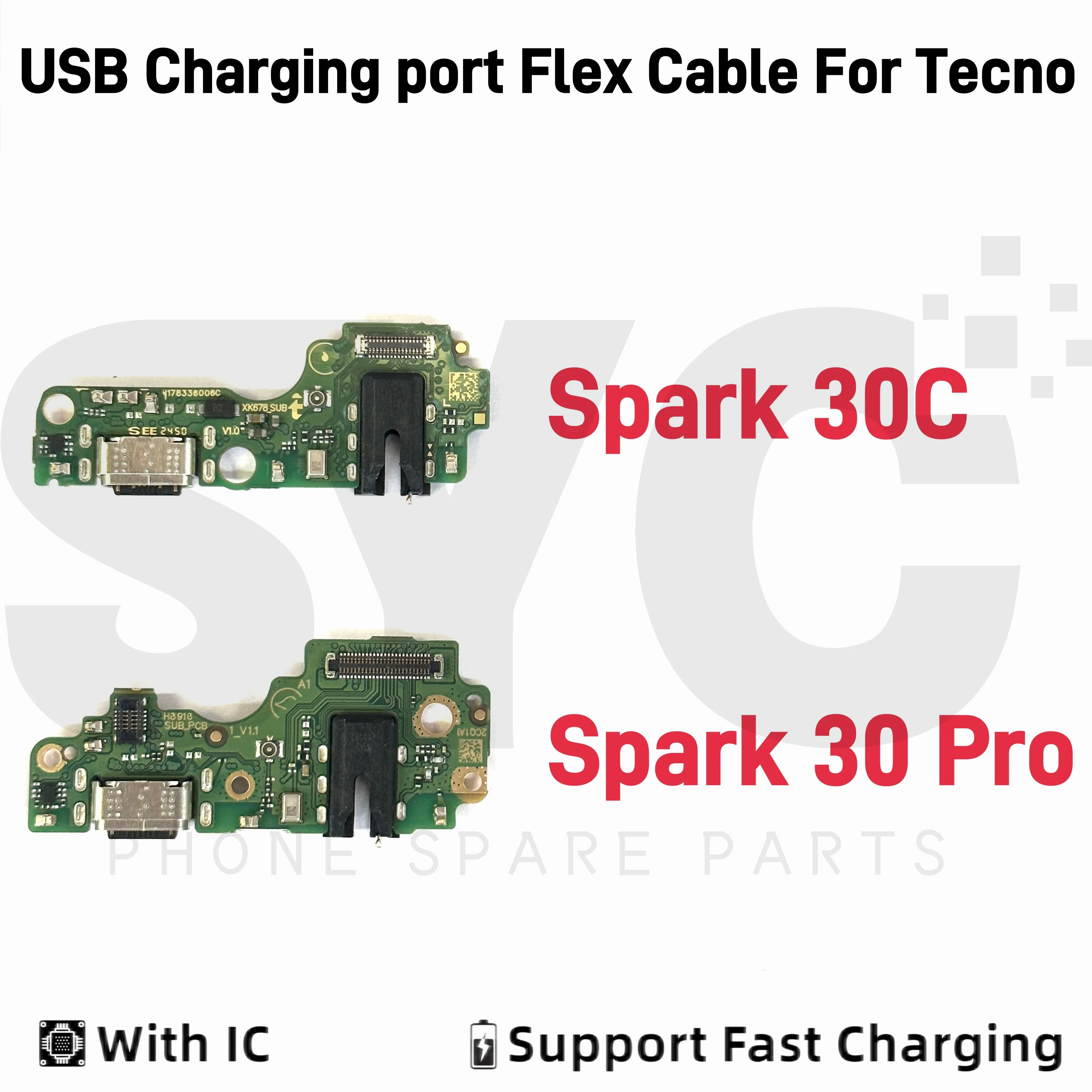 SYC OEM for Infinix Tecno Spark 30C 30 Pro USB Charging Port Dock Connector Flex Cable Replacement