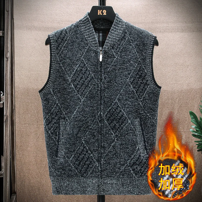 

Knitted Vest Men Autumn Winter Thick Warm Zipper Cardigan Fashion Casual Sweater Men's High-quality Comfortable Knitting Sweater