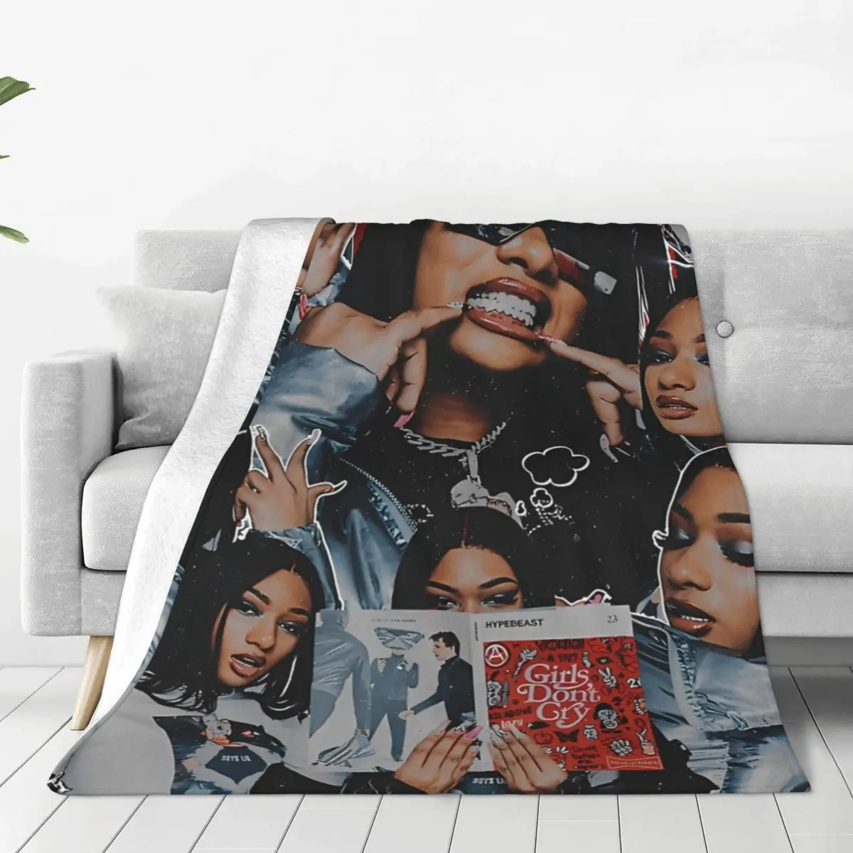 

Одеяло Фланелевое в стиле ретро с рисунком Меган Тори, модный плед в стиле рэпера для дивана, постельное белье, мягкое тонкое покрывало