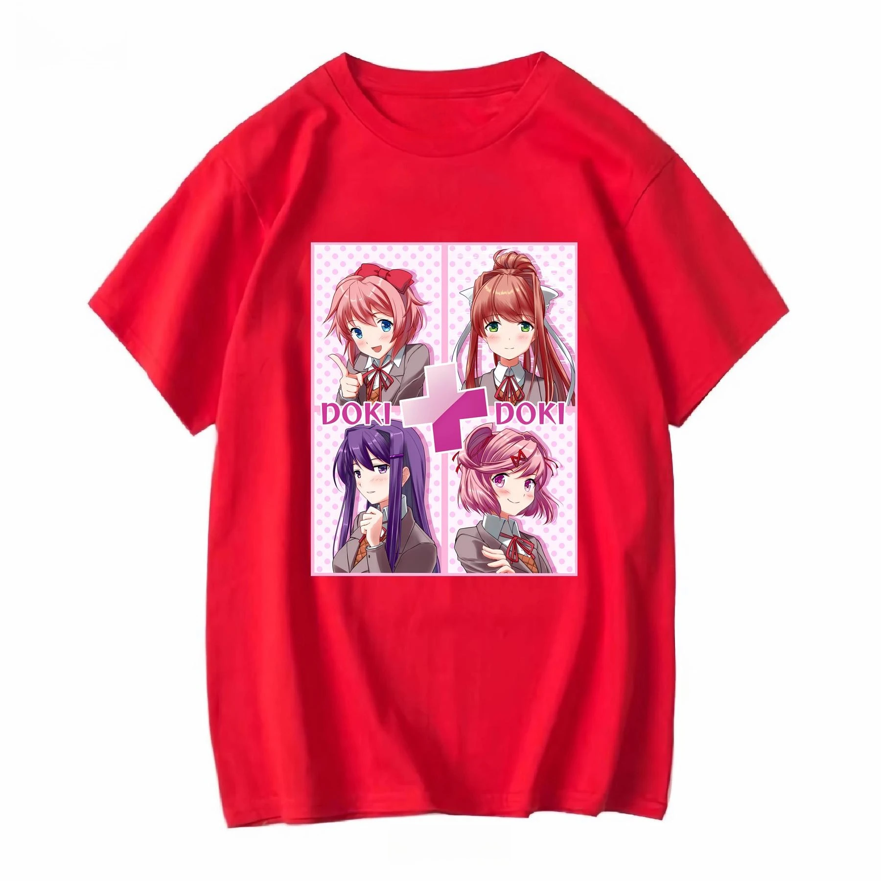 تي شيرت للفتيات الأدب DDLC Plus Just Monica Horror Vintage Washed للجنسين للارتداء اليومي جرافيك قابل للتنفس