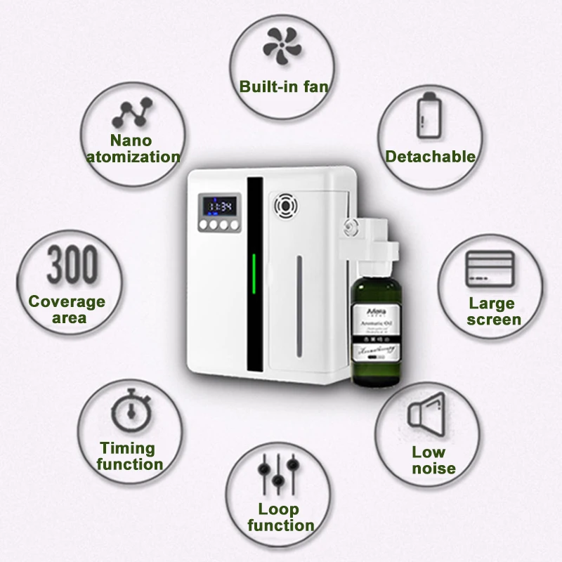 พื้นที่ขนาดใหญ่น้ำมัน Aroma Diffuser เครื่องหอม160Ml ฟังก์ชั่นจับเวลากลิ่น Pure Essential Oil Diffuser สำหรับโฮมออฟฟิศ