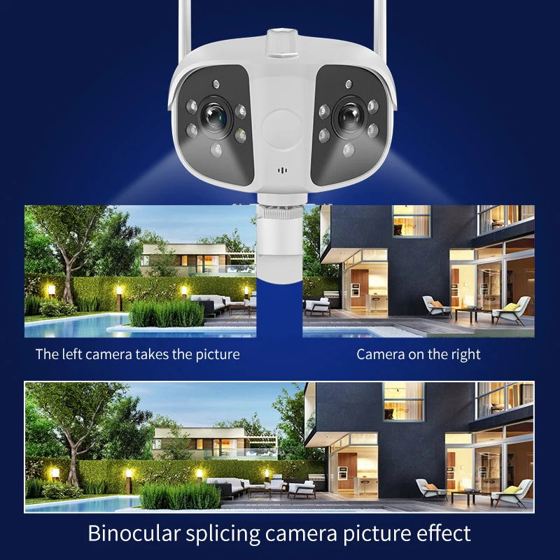 5MP Dual Lens WiFi Surveillance Cameras 4K Full Color Night Vision Security Human Detection Audio Tracking PTZ IP Camera