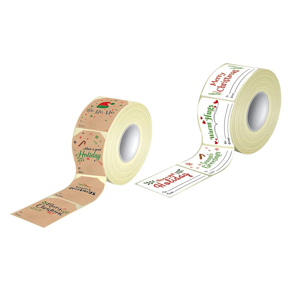 

2 Rolls Christmas Stickers Decorative Gift Sealing Envelope DIY Label Xmas Premium Adhesive Lovely Pattern H made Cookies