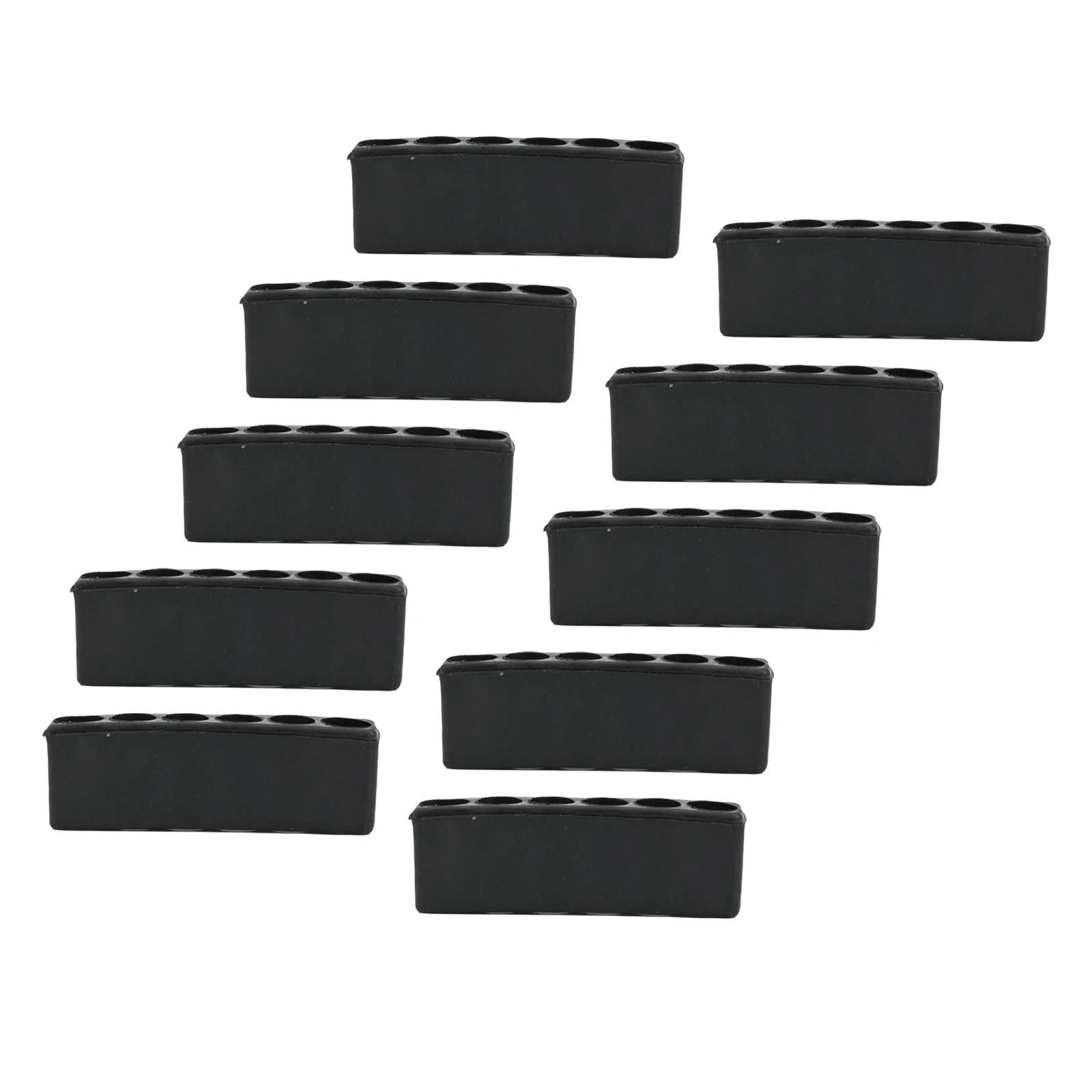 10-Pack Screwdriver Bit Holder 6 Hole Storage Organizer For 1/4 Inch Hex Drill Bits Soft Rubber Tool Stand Black