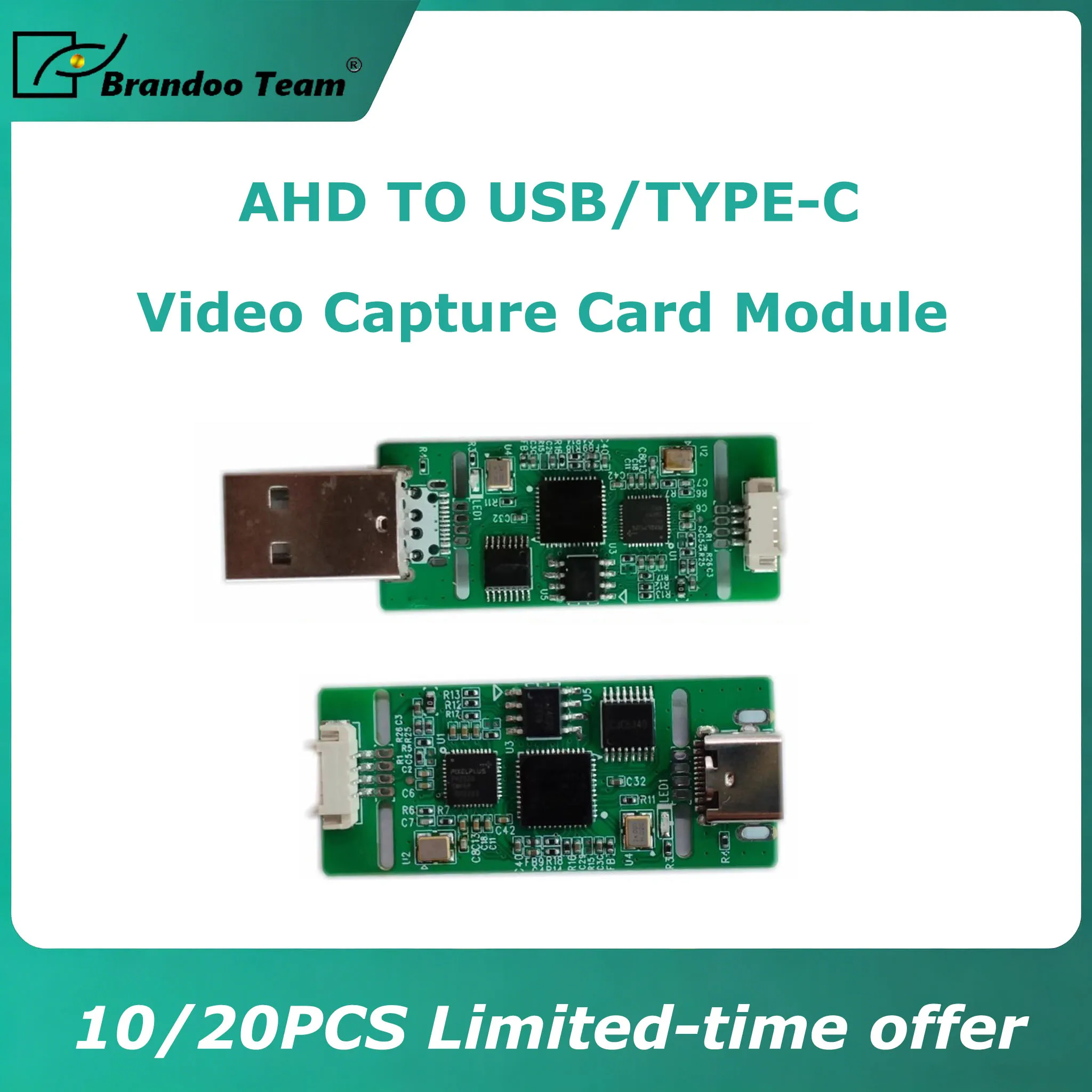 10/20Pcs AHD to USB Module Capture Card Analog Signal to Digital USB Camera Module AHD to Type-c Module UVC Free Drive