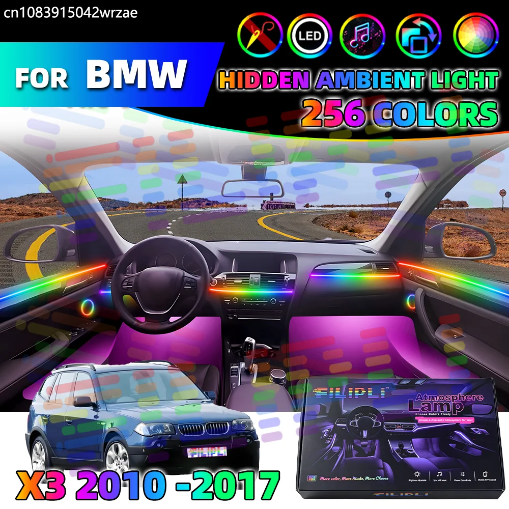 

14 in 1 For BMW X3 F25 Car Interior Ambient Lights Strips Breathing Lighting Kit App Control Auto Decorative Lamp Symphony Acryl