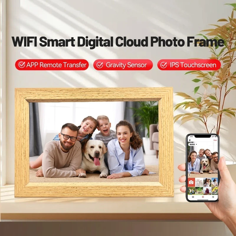 Creative wood digital photo frame WIFI cloud electronic album gift