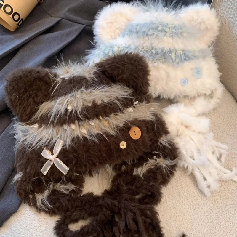 

2025 New Autumn And Winter Sweet And Cute Cat Ear Plush Hat For Women Warm Ear Protecting Hat Give Friend Trendy Creativity Gift