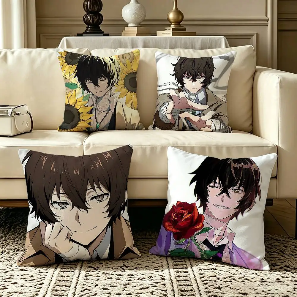 Bungo Stray Dogs dazai osamu  Square Double-Sided printed Pillow Case Bedroom Bedside Pillow Sofa Cushion Cover