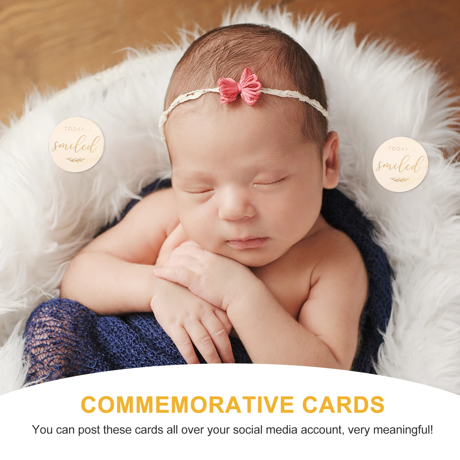 

12pcs Baby Wooden Milestone Memory Photo Newborn Photography Props Growth Recording Cards Wooden Cards For First Year Blanket