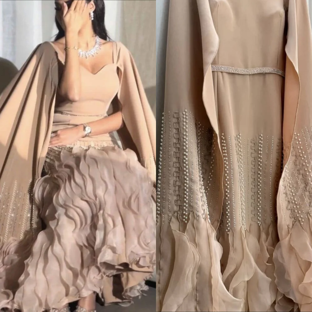 

Customized High Quality Jersey Sequined Pleat Trumpet V-neck Long Dresses Bespoke Occasion Party Exquisite Intricate