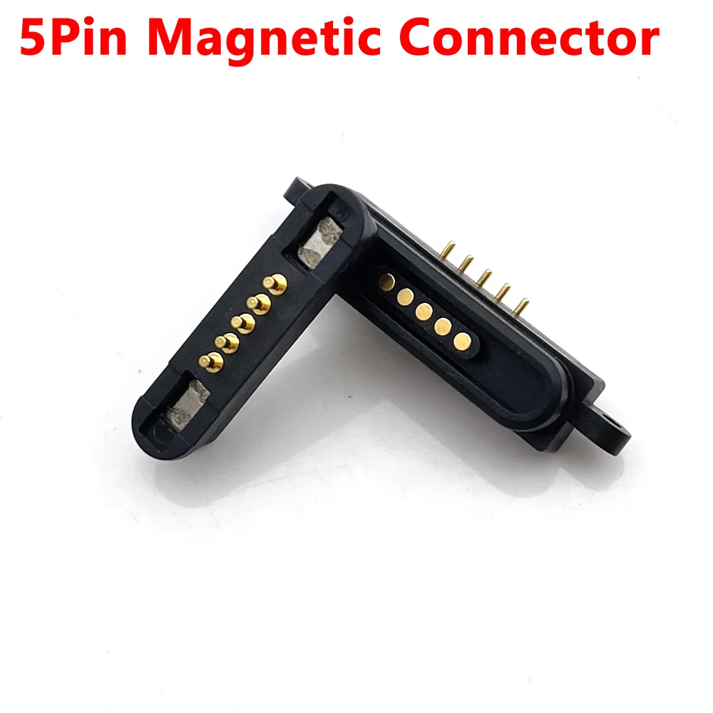 1Pair 5 Pin With Ears Waterproof 5P Large Current Magnetic Pogo Pin Connector Pogopin Male Female Spring Loaded DC Power Socket
