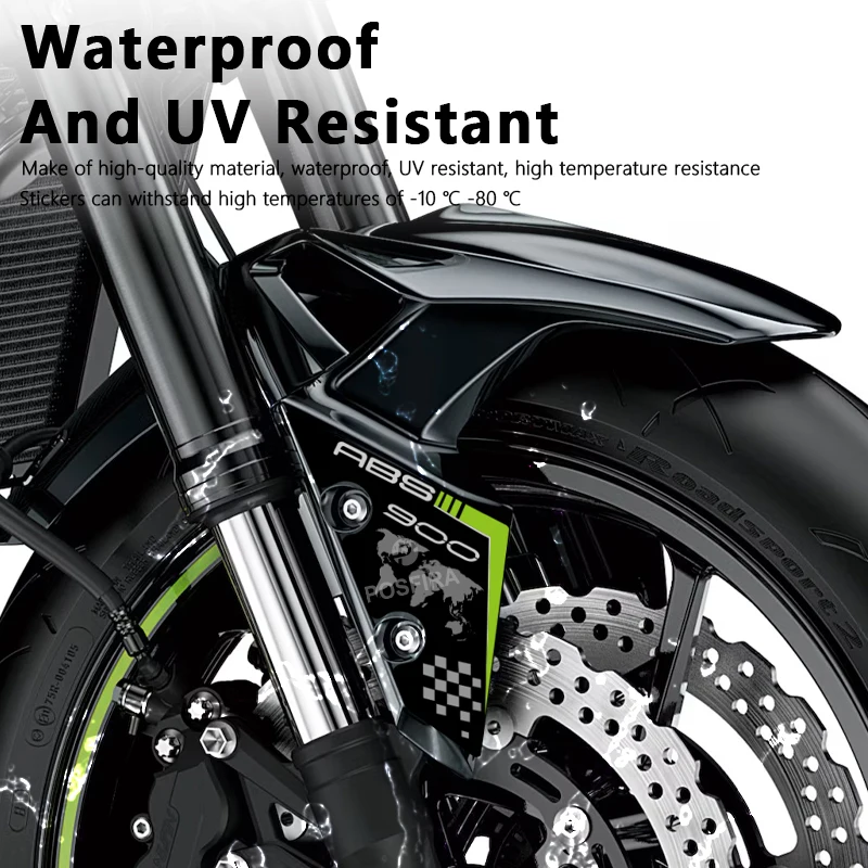 POSFIRA Motorcycle Front Fender Stickers Vinyl Mudguard Decals for Kawasaki Z900 2025 2024 2023 2022 2021 Z 900 Accessories 4