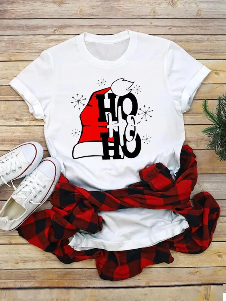 Lettera Sweet Happy Holiday Top vestiti carini maglietta stampata moda capodanno natale Tee abbigliamento donna T-Shirt grafiche