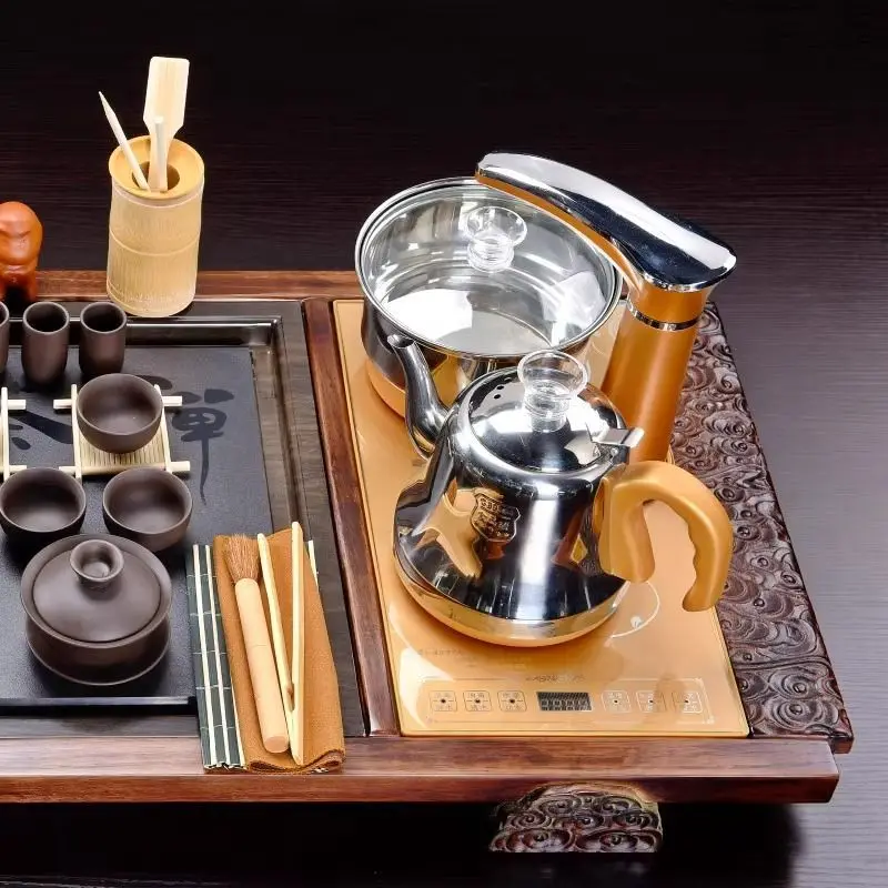 Automatic water brewing tea set, tea table integrated induction cooker, kung fu teapot, tea tray, kettle, living room household 4