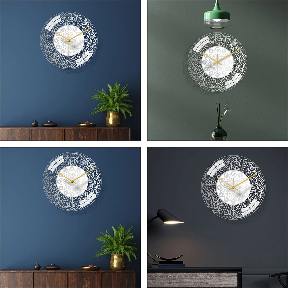 

3D Wall Clock Simple Decor Household Modern Round Room Silent Silver Decorative