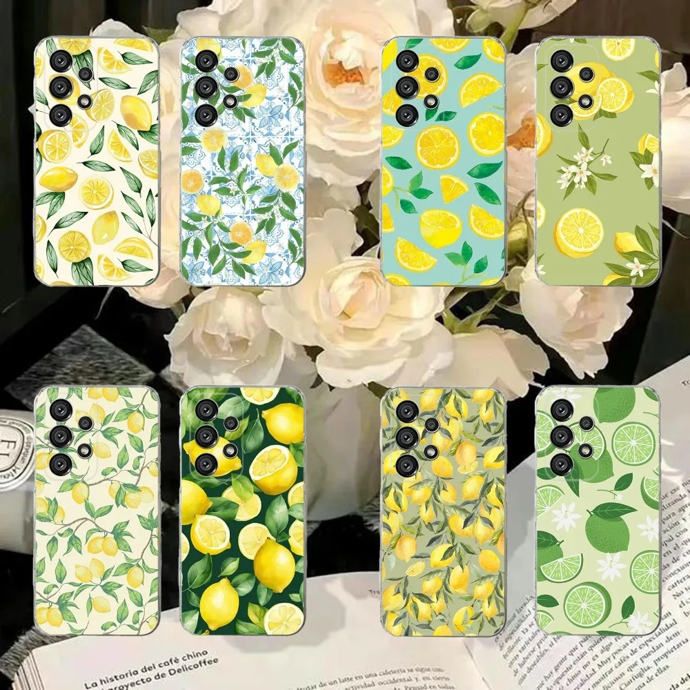 Fruit Lemon Phone Case For Samsung S30,S23,S21,S22,S20 Ultra,S20 FE lite,S10,S9,S8 PIus Cover Clear