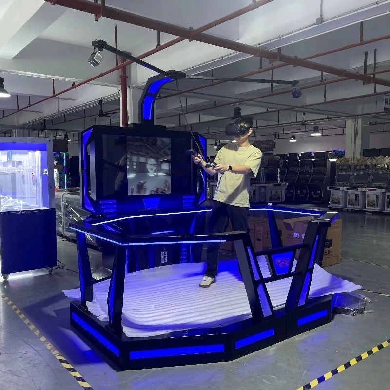 2026 Hot Sale  Amusement Park Virtual Reality Simulator  9d Walking Platform Standing Interactive 9d VR Game Machine Customized