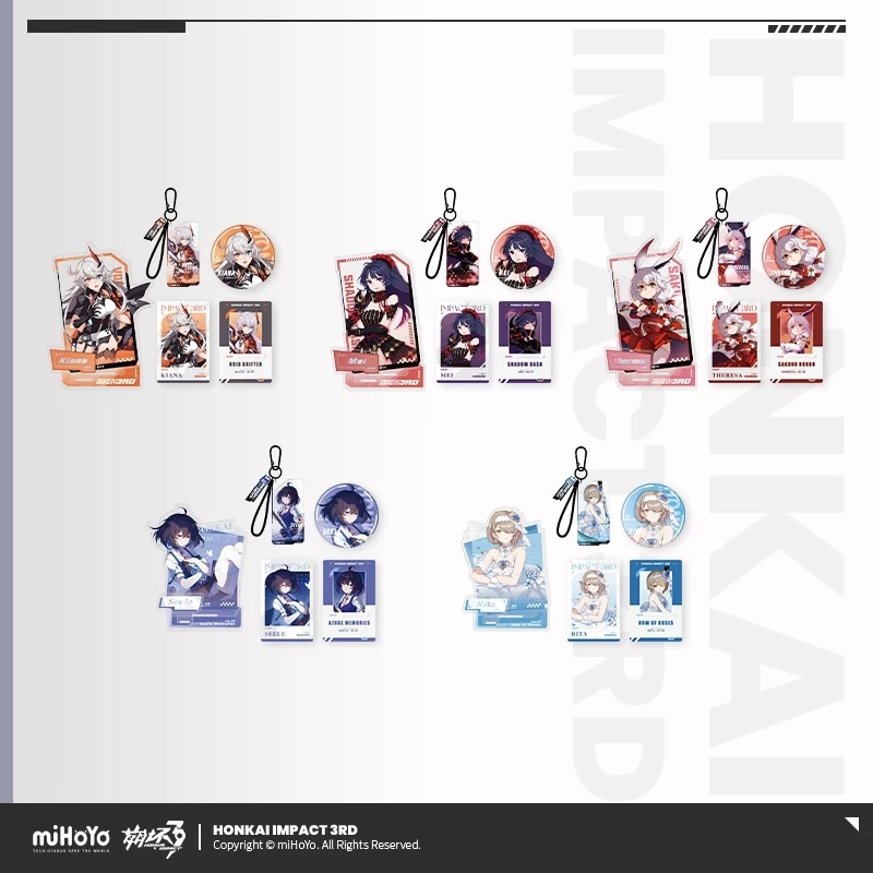 Mercancía oficial del juego de la serie de anime “Valkyrie” con licencia de miHoYo/Honkai Impact 3, set de regalo con temática de Kiana Kaslana/Seele/Raiden Mei