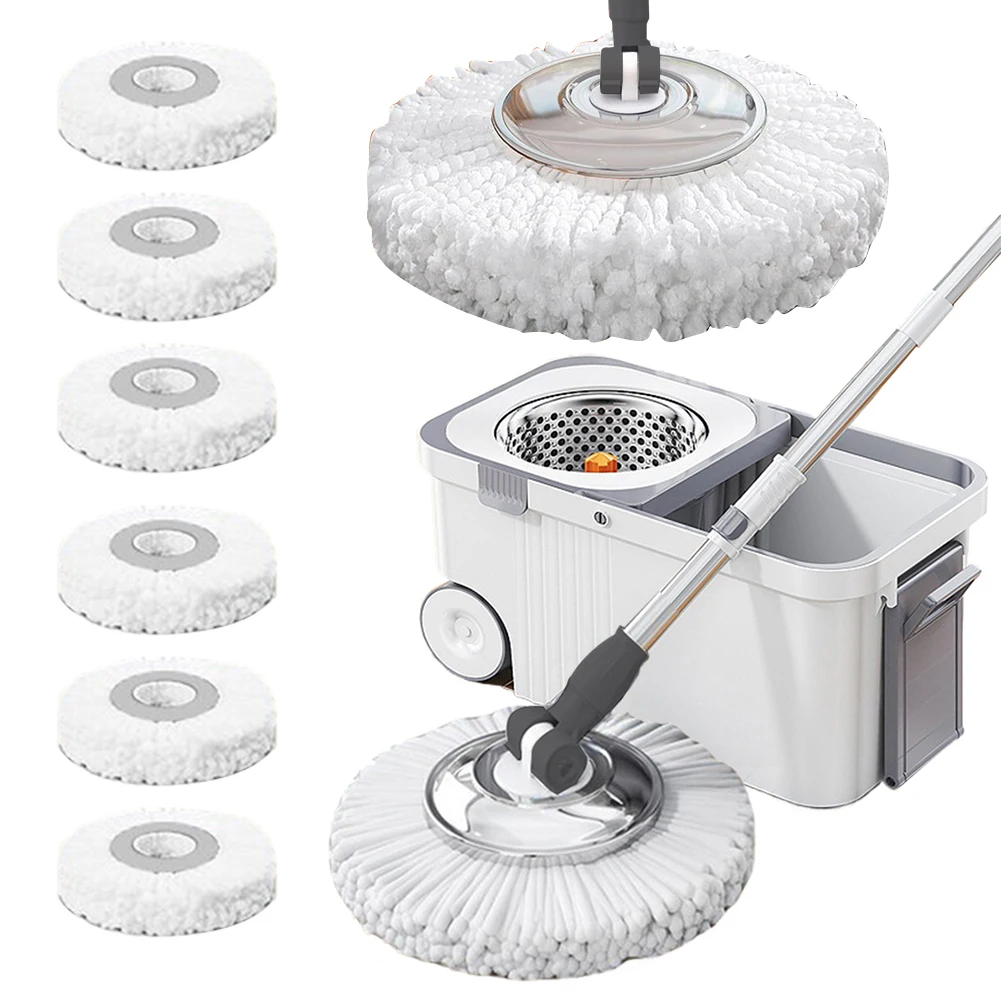 

Spin Mop Bucket with 6 Replacement Head Refills Extended Handle Hand-Free Automatic Dehydration Mop for Household Floor Cleaning
