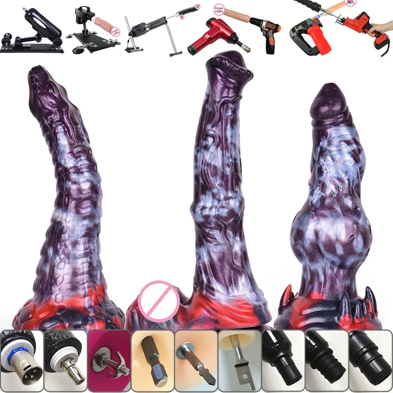 

Fantasy Huge Monster Dildo With Big Knot,Dragon Animal Dog Dildo Horse Dildo With 3XLR Quick Air Adapter Sex Machine Attachments