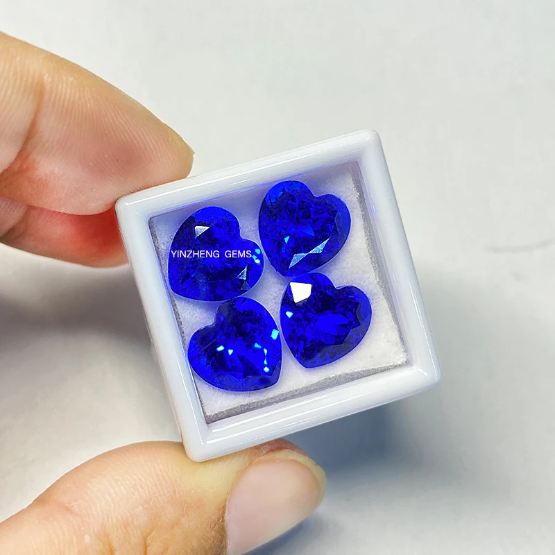 Heart shape Lab grown high quality gem Loose gemstone Cobalt Spinel for earrings Jewelry making material